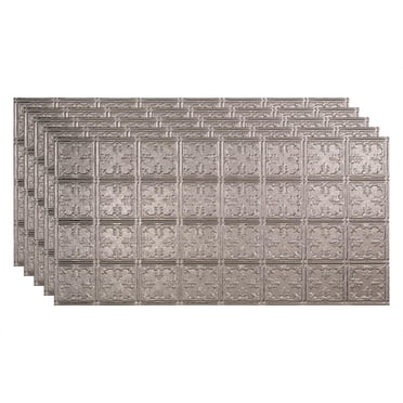 Fasade Traditional 10 Vinyl 2ft x 4ft Glue Up Ceiling Panel Galvanized Steel 5 Pack