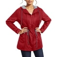 thumbnail image 2 of Kcodviy Manteau de Pluie pour Femmes avec Imperméable pour Femmes avec Capuche Léger à Manches Longues Manteau de Randonnée Coupe-Vent Léger à Fermeture Éclair Imperméable à Cordon pour Femmes Imperméable avec Poches, 2 of 6