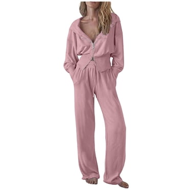 Aqestyerly Women's Two Piece Outfit Pullover Top with Jogger Pants Sweatsuit Tracksuit Lounge Wear for Workout Casual HWRETIE