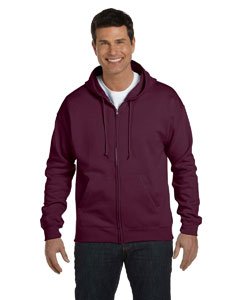 Hanes 7.8 oz Mens cOMFORT BLEND EcoSmart Full-Zip Fleece Hood, Maroon, Small