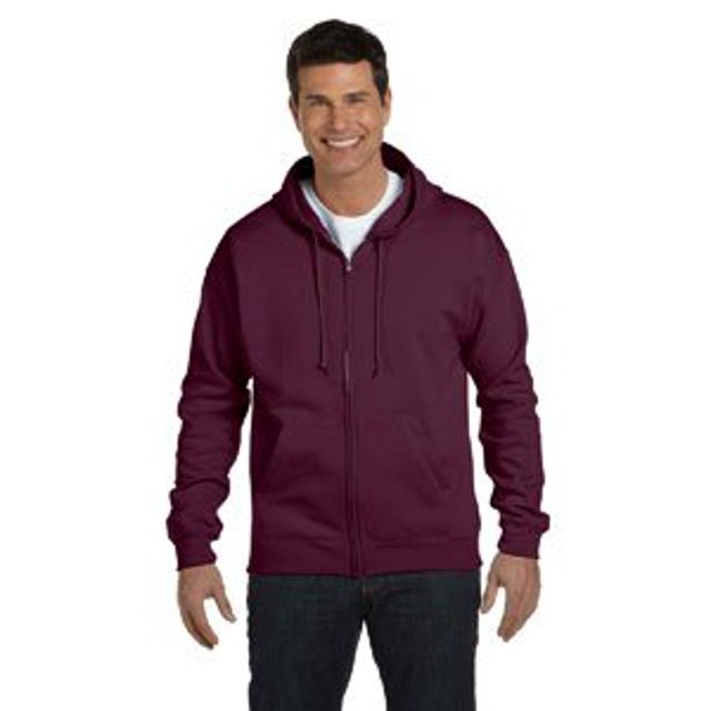 Hanes 7.8 oz Mens cOMFORT BLEND EcoSmart Full-Zip Fleece Hood, Maroon, Small