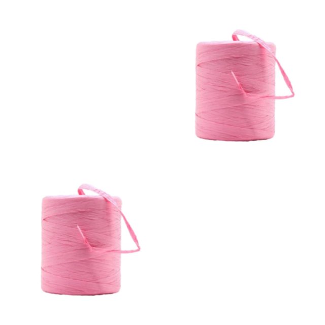 Baohd Fiber Sturdy And Durable Raffia Rope Yarn For DIY Crafts Natural Paper Ribbon Solid Crochet Yarn pink 2Set