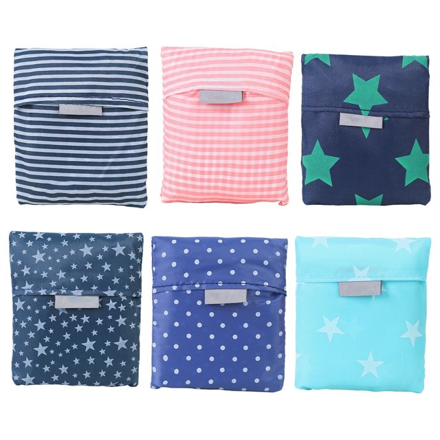 6Pcs Grocery Bags with Handles Reble Foldable Washable Heavy-Duty Polyester Cloth Shopping Tote Bag Travel Use 6pcs
