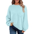 thumbnail image 1 of Chandail en Molleton Ultra Doux Texturé pour Femmes Col Rond Manches Longues Tuniques Blouses avec Poches Confort Décontracté Athlétique Chandail Blouses Tenues Automne Hiver, 1 of 7