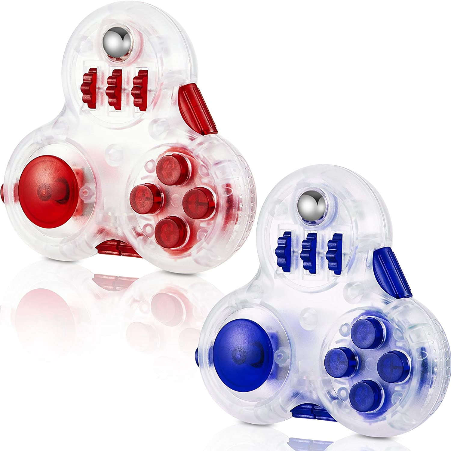 2 Pcs Jouets de Manipulation Fidget Pad Cube Mini Jouets de Manipulation Fidget Pad Anti-Anxiété Jouets Fidget Soulagement du Stress Jouets de Main pour Ados et Adultes pour TDA, TDAH, Autisme, Rouge et Bleu