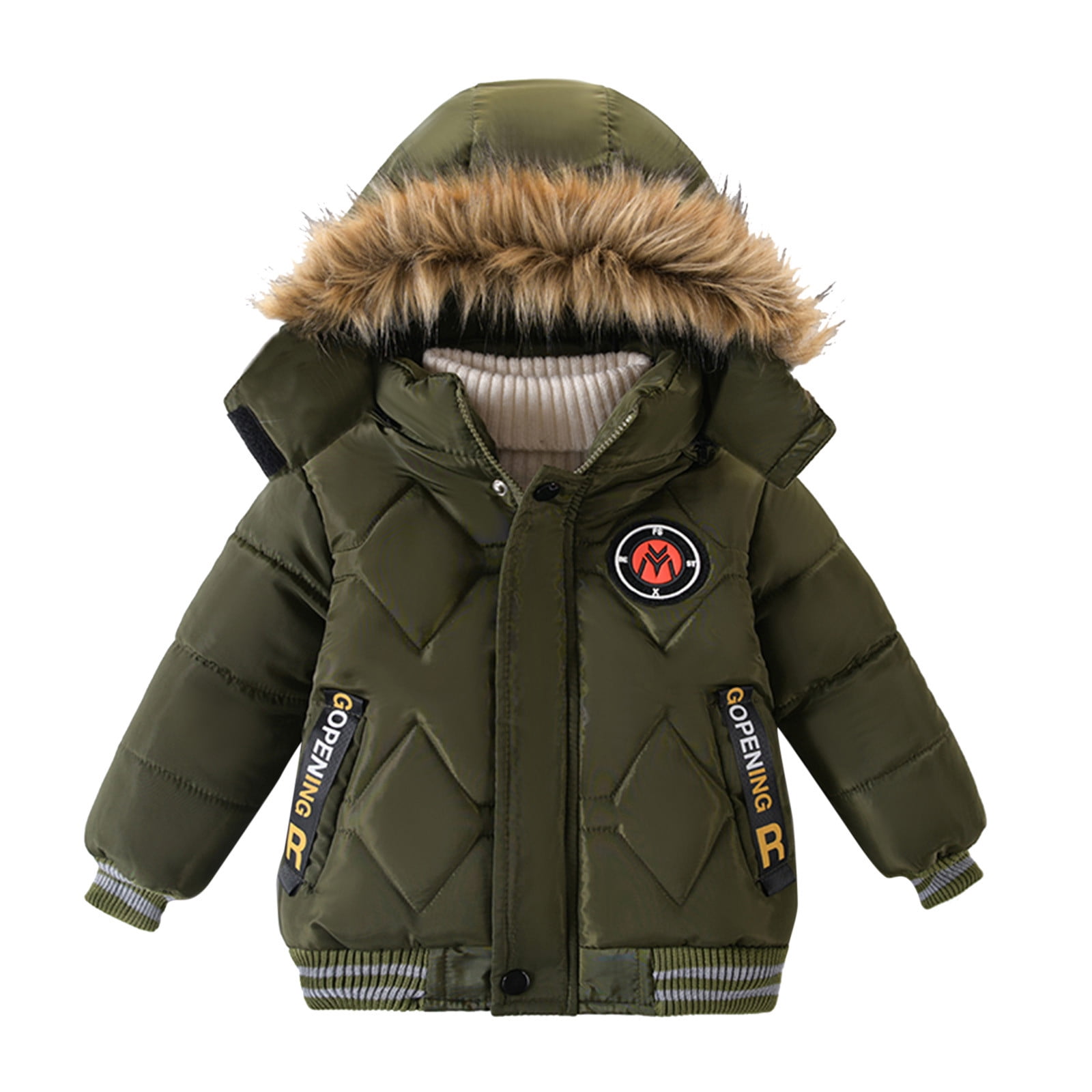 WEIYLL Hauts pour Garçons Enfants Hiver à Capuche Manteaux Verts Chauds