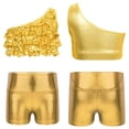 thumbnail image 1 of Oyolan Big Girls Gymnastic Workout Set 2PCS Crop Tops with Shorts 4-16 Years Sequins Dance Outfit Gold 6, 1 of 7