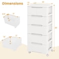thumbnail image 3 of Costway 2 Pcs Chariot de Rangement Roulant en Plastique à 6 Tiroirs avec 4 Roues Universelles Commode Armoire, 3 of 9