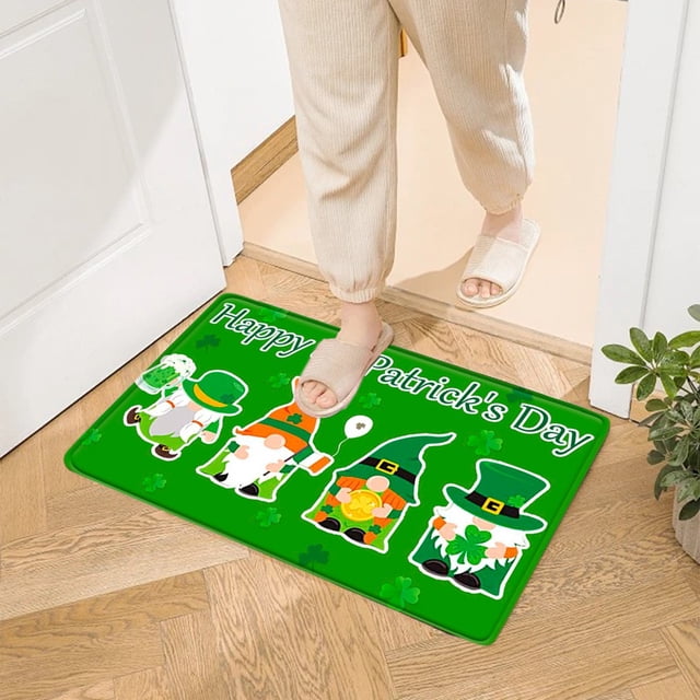 Wzzjkit St. Patrick's Day Door Mat - Super Absorbent Quick Dry Front Mats Bath Rug Rubber Backing Non Slip Washable Carpet - St Patricks Day Decorations Door Mat Outside Entrance