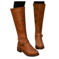 thumbnail image 1 of Bottes Hautes pour Femmes - Fermeture Éclair, Cuir Chaud, Bout Rond, Talon Confortable, Chaussures pour Femmes Modernes, 1 of 7