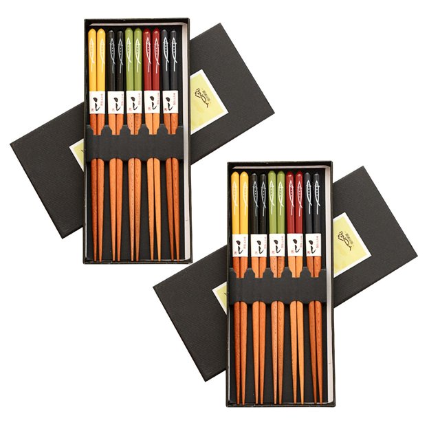 Oleegame 2PC Stainless Steel Cutlery Set 5 Pairs Japanese Cat Chopsticks Non Slip Kitchen Handmade Gift Set Reusable