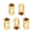 thumbnail image 1 of Wekity Knurled Insert Nuts, Female Thread Brass Embedment Nut M8 x 16mm H x 10mm OD Heat Set Insert Nut for Printing 3D Printer and More Projects 5pcs-0621, 1 of 5