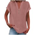 thumbnail image 1 of Hot Sale!! Mode Décontractée pour Femmes Col en V Boutonné Manches Courtes T-Shirt, 1 of 6