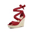 thumbnail image 1 of BLISSFUL STEP Sandales Compensées à Plateforme Espadrilles à Lacets Unies pour Femmes, 1 of 7