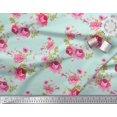 thumbnail image 3 of Soimoi Tissu Voile de Coton Feuilles, Roses et Pivoines Imprimés Floraux au Mètre 56 Pouces de Large, 3 of 3