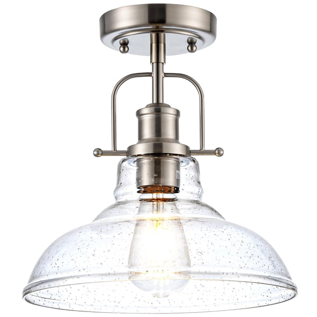 Zlepmlla Modern Flush Mount Ceiling Light Fixture, < Bulb NOT Included> Brushed Nickel Finished with Clear Glass Shade, Farmhouse