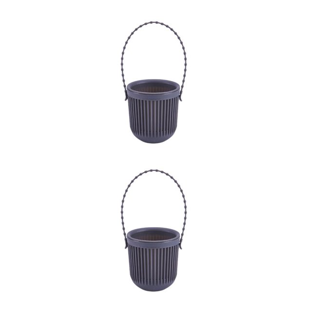 Transemion ABS Decorate With Lightweight Planter With Removable Strape And Wall-Mount Option Inner Layer Hollowed Out For Better Black 8.7*9.5*20.5cm 2Set