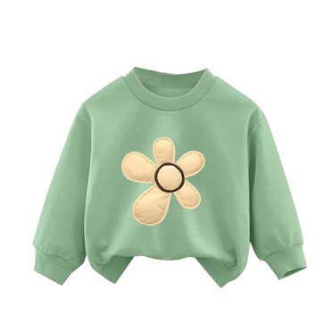 LOVZFMLL Little Girls Tops, Floral Print Casual Everyday Versatile Essential Crew Neck Long Sleeve Sweatshirt, Fall Clothes 7-8 Years Girls Clothes