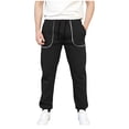 thumbnail image 1 of Ceisia Men Solid Color Loose Casual Pants Elastic Waist Drawstring Sports Gift Work Trousers, 1 of 7