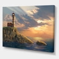 thumbnail image 3 of Designart Lighthouse On A Rocky Coastal Cliff At Sunset Canvas Wall Art, 3 of 4