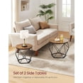 thumbnail image 4 of VASAGLE Small Coffee Table Set of 2, Round Coffee Table with Steel Frame, Side End Table for Living Room, Bedroom, Office, Rustic Brown and Ink Black, 4 of 5