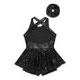 thumbnail image 4 of TSSOE Robe de Danse Moderne Jazz Ballet à Paillettes pour Filles avec Bandeau Costume de Performance Dos Croisé Justaucorps Bandeau Noir 12, 4 of 5
