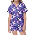 thumbnail image 1 of MIASHUI Ensemble de Pyjama 2 Pcs Unisexe de Pâques pour Garçons et Filles, Imprimé, Vêtements de Nuit, Violet, 8-9 Ans, 1 of 5