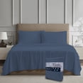 thumbnail image 4 of Color Sense Ensemble de Draps 4 Pcs en Percale 100 % Coton Frais et Net Grand Lit Bleu Marine, 4 of 5