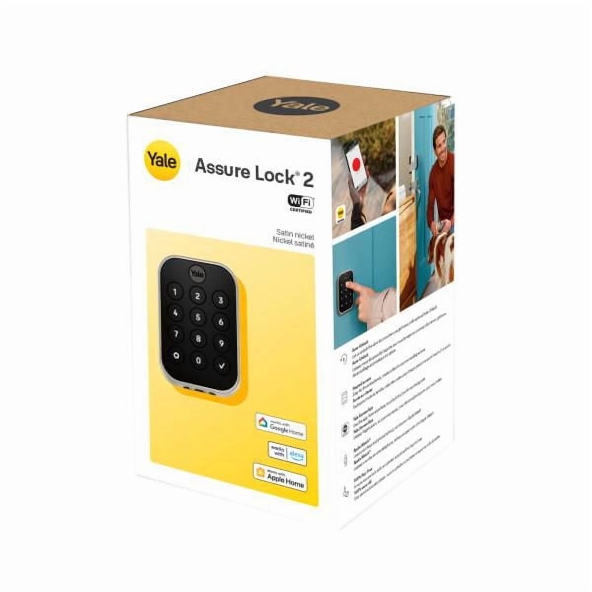 Serrure intelligente à pêne dormant Yale Assure Lock 2 sans clé avec Wi‑Fi, nickel satiné