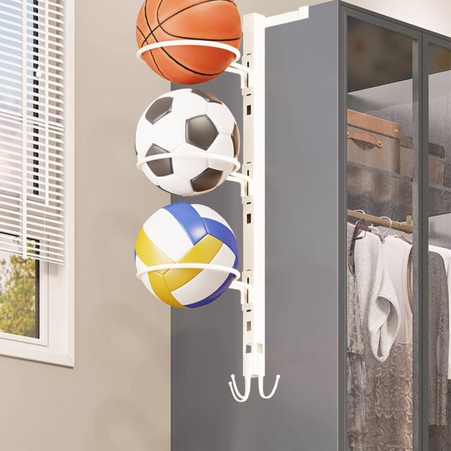 Fwttom Iron Frame , 1pcs Support de Rangement pour Basketball à Plusieurs Couches Peut Être Installé Sans Clous en Fer Durable Multifonctionnel pour Organiser et Ranger les Paniers de Basketball