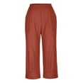 thumbnail image 4 of VEKDONE Womens Cotton Linen Capris Pants Wine XXXL, 4 of 9