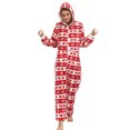 thumbnail image 1 of Gupgi Combinaison à Capuche à Manches Longues pour Femme avec Imprimé de Cerf/ Flocon de Neige et Fermeture Éclair, 1 of 8