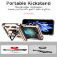 thumbnail image 4 of for Samsung Galaxy Z Flip 6 Rugged Phone Case Cover, Kickstand TPU Bumper Drop Proof Durable Military Grade Protective Case Cover for Samsung Galaxy Z Flip 6, Gold, 4 of 11