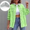 thumbnail image 2 of RXMEKW Womens Shirts Casual, Solid Color Denim Jacket with Detachable Hood, 2 of 9