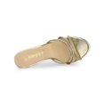 thumbnail image 4 of BLISSFUL STEP Women's Triple Strap Rhinestone Mules Open Toe Stiletto Heel Slide Sandals Gold 11, 4 of 8