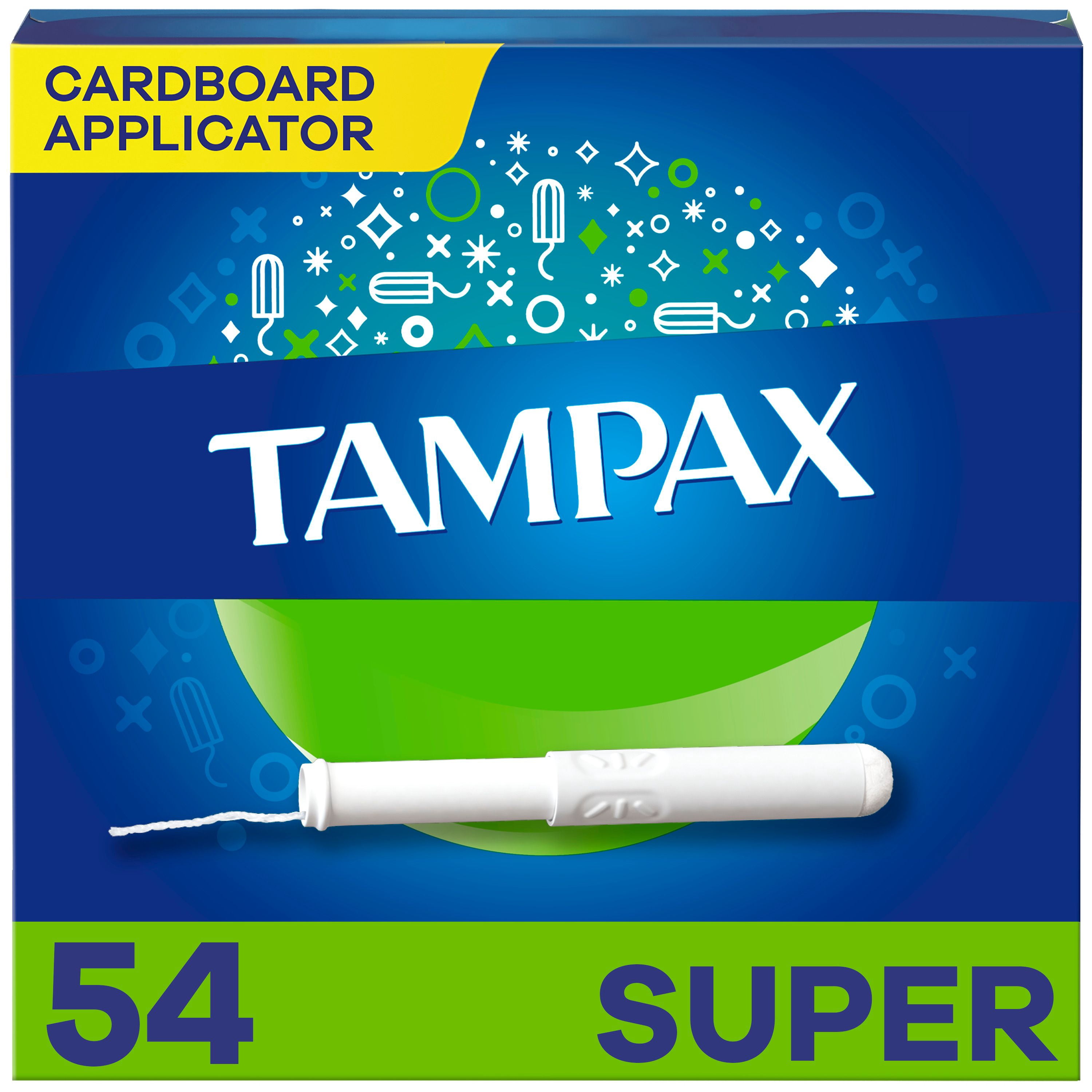 Tampax Tampons avec Applicateur en Carton Absorption Super, Prise Antidérapante, Jupette Anti-Fuites, Non Parfumés