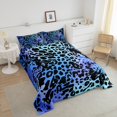 thumbnail image 4 of Erosebridal Blue Cheetah Print Bedding Queen Comforter Set, Modern Abstract Down Comforter, Leopard Room Decor, 3-Piece, 4 of 7