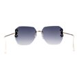 thumbnail image 2 of Rimless Foliage Flower Jewel Trim Rectangle Chic Sunglasses Gold Smoke, 2 of 4
