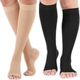thumbnail image 1 of QUTETN Open Toe Compression Socks 20-30 mmHg Knee High Support Stockings for Men Women, 1 of 7