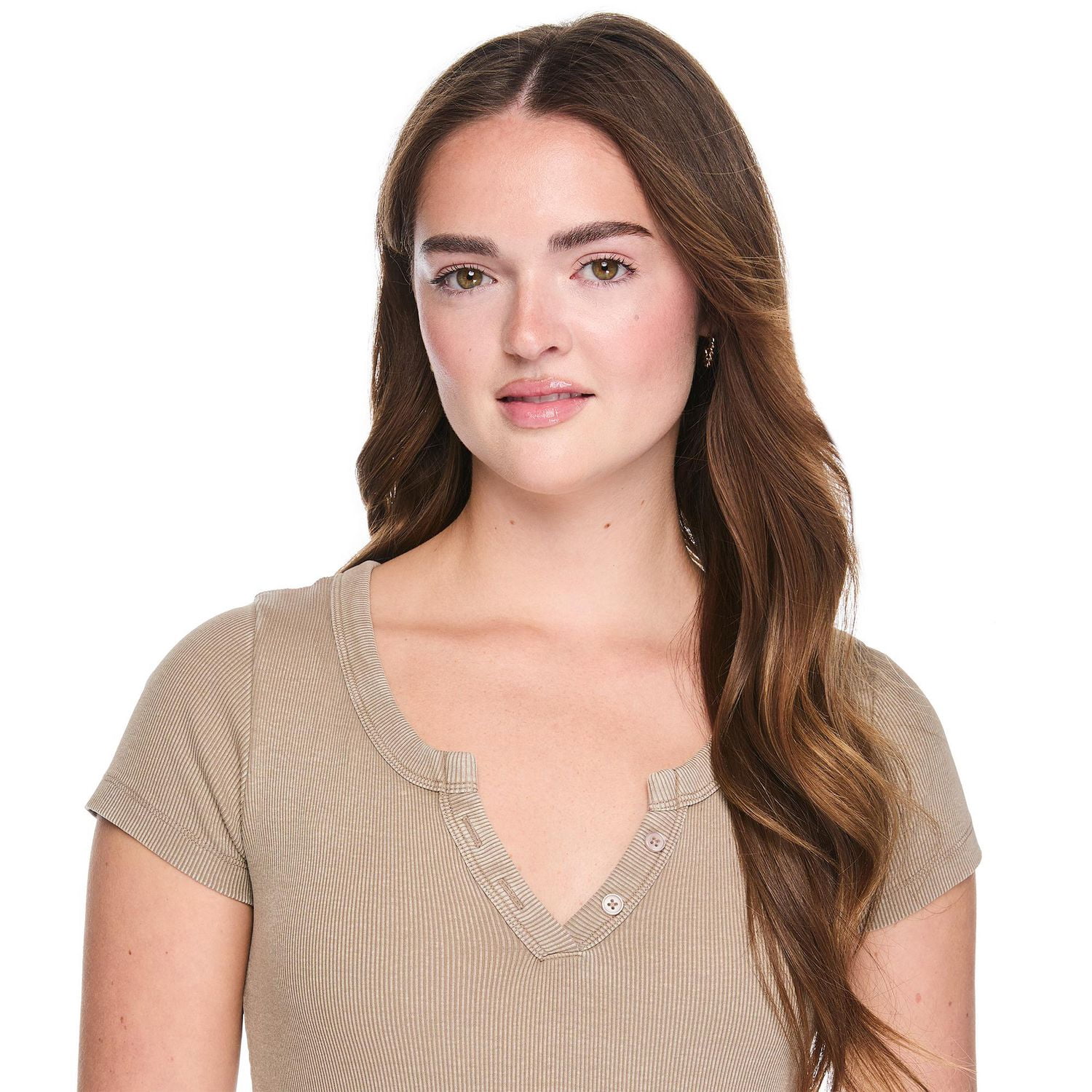No Boundaries Women's Short-Sleeve Henley Dress