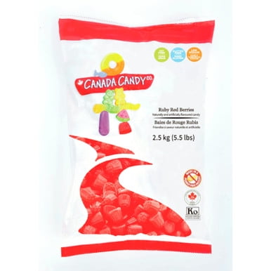 Canada Candy Co Ruby Red Berries Gummy Candy, Soft & Chewy Classic Red Berry Treats, Bulk 2.5kg (5.5 lbs)