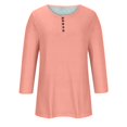 thumbnail image 4 of Yuyuzo Womens 3/4 Sleeve Tops Basic Button Crew Neck Solid Color Loose Fitted Tunics Tee Blouses, 4 of 5