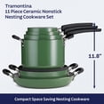 thumbnail image 3 of Tramontina 11 Piece Ceramic Nonstick Nesting Cookware Set Stackable, Space Saving Set - Sea Spray, 3 of 5