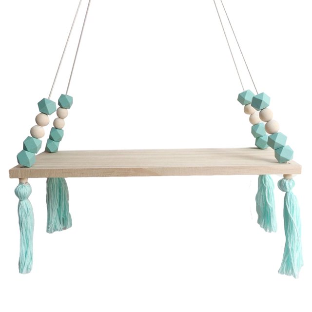 Planche Suspendue avec Pompons Support Multifonctionnel en Bois Especial pour Salon