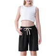 thumbnail image 4 of Rbaofujie Shorts pour Filles, Course, Shorts d'Entraînement au Gym pour Enfants, Shorts de Sport en Coton à Cordon, 4 of 9