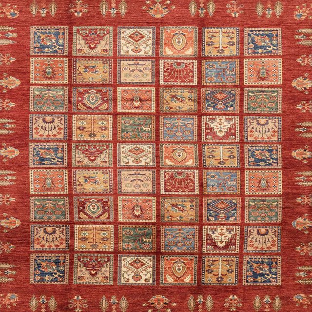 Ahgly Company Tapis d'Intérieur Carrés Abstraits Rouges Abstraits pour Aire, 5 Pieds Carré