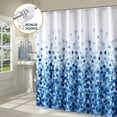 thumbnail image 1 of ComfiTime Rideau de Douche - Rideau de Salle de Bain en Tissu Robuste et Résistant à la Moisissure, Imperméable, Lavable à la Machine, Ourlet Lesté, Motif Floral Rose Petal, 72 Pouces L x 72” H, Bleu, 1 of 12