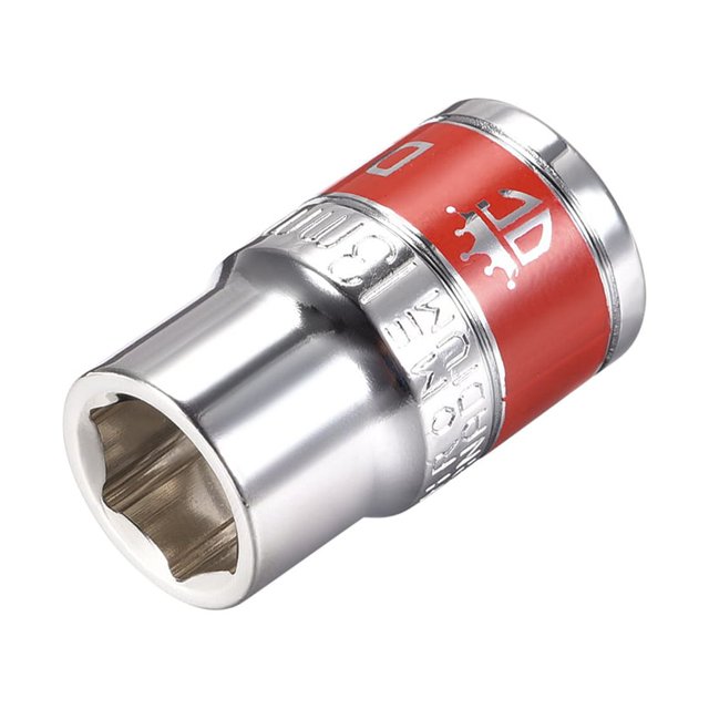 Unique Bargains 1/2-Inch Drive by 13mm Shallow Socket w Red Band, Cr-V, 6-Point, Metric