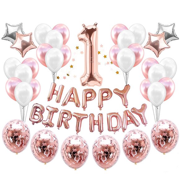 Aofa Happy Birthday Number Star Balloons Confettis Set Home Restaurant Party Decor