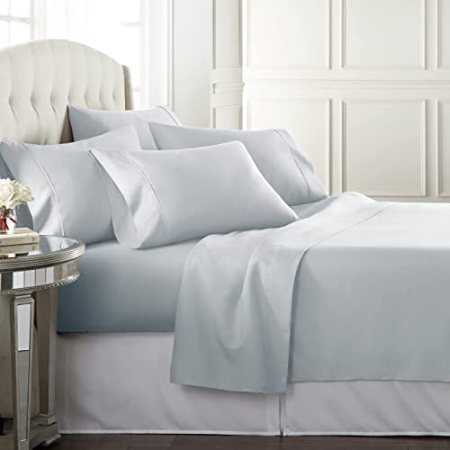 Danjor Linens California King Size Bed Sheets Set - 1800 Series 6 Piece Bedding Sheet & Pillowcases Sets w/ Deep Pockets - Fade Resistant & Machine Washable - Ice Blue